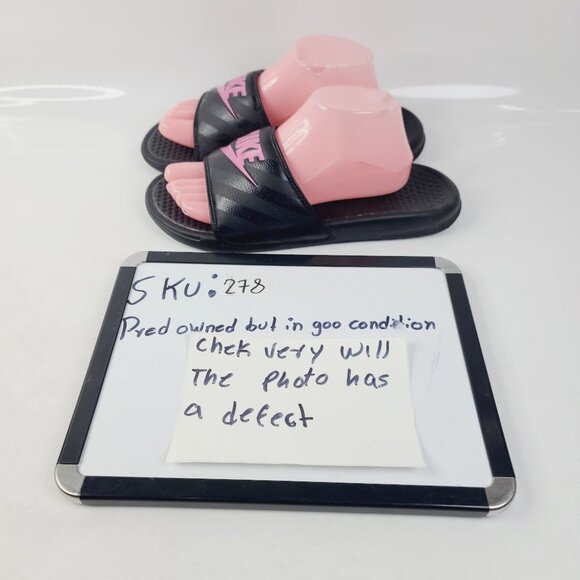 Nike Women's Black Vivid Pink Benassi Just Do It Casual Slide Sandals Size US 10 - Picture 6 of 6